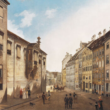 Pittura intitolato "La Residenzstraße v…" da Domenico Quaglio Le Jeune, Opera d'arte originale, Olio