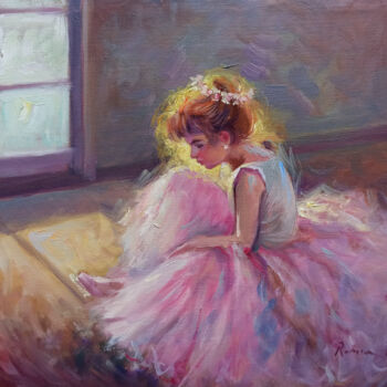 Painting titled "Ballet dancer at re…" by Domenico Ronca, Original Artwork, Oil Mounted on Wood Stretcher frame