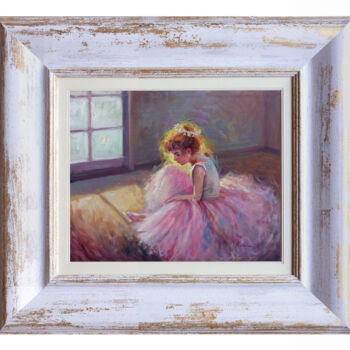 Painting titled "BALLET DANCER AT RE…" by Domenico Ronca, Original Artwork, Oil Mounted on Wood Stretcher frame