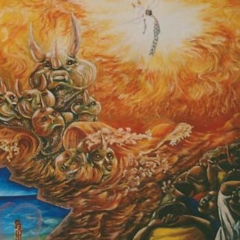 Malerei mit dem Titel "Apocalypse" von Duckens Domersan, Original-Kunstwerk, Öl
