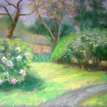 Painting titled "J'aime ce jardin" by Jacqueline Mias Domenech, Original Artwork