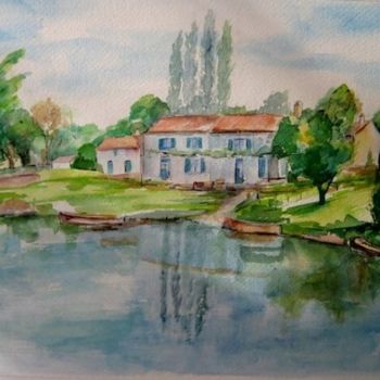 Peinture intitulée "Marais Poitevin" par Jacqueline Mias Domenech, Œuvre d'art originale