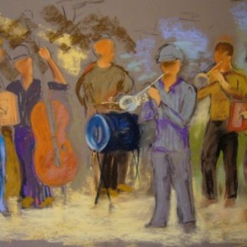 Malarstwo zatytułowany „Musiciens” autorstwa Jacqueline Mias Domenech, Oryginalna praca