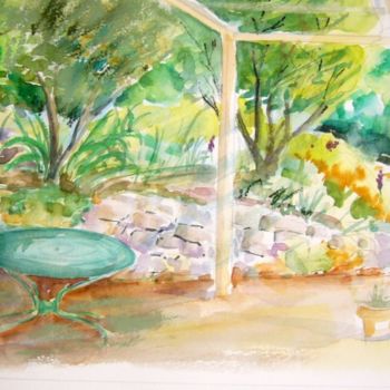 Painting titled "Le Jardin de mon am…" by Jacqueline Mias Domenech, Original Artwork