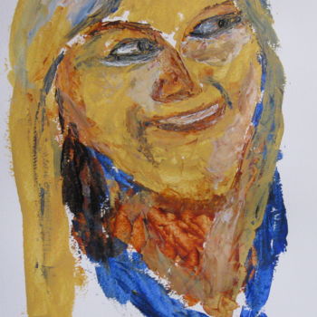 Painting titled "portrait-acrylique-…" by Bertrand Domin, Original Artwork, Acrylic