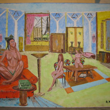 Pintura titulada "Trois miroirs art d…" por Bertrand Domin, Obra de arte original, Oleo