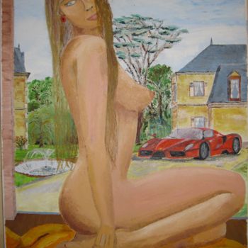 Painting titled "Laetitia à la Ferra…" by Bertrand Domin, Original Artwork, Oil