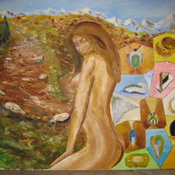 Painting titled "Courbes minérales" by Bertrand Domin, Original Artwork, Oil
