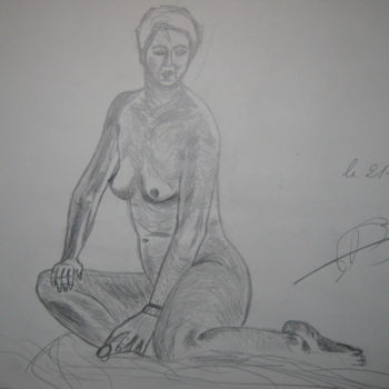 Drawing titled "juliette-1-1987" by Bertrand Domin, Original Artwork, Pencil