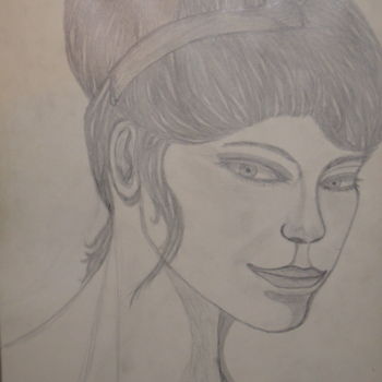 Drawing titled "portrait-1-1972" by Bertrand Domin, Original Artwork, Pencil