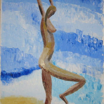 Painting titled "equilibre-sur-la-pl…" by Bertrand Domin, Original Artwork, Oil