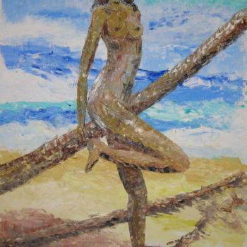 Peinture intitulée "femme-des-iles-sur-…" par Bertrand Domin, Œuvre d'art originale, Huile