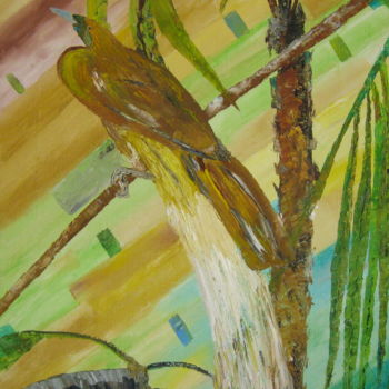 Peinture intitulée "oiseau-de-paradis" par Bertrand Domin, Œuvre d'art originale, Huile