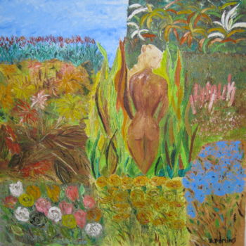 제목이 "femme-aux-fleurs-ti…"인 미술작품 Bertrand Domin로, 원작, 기름