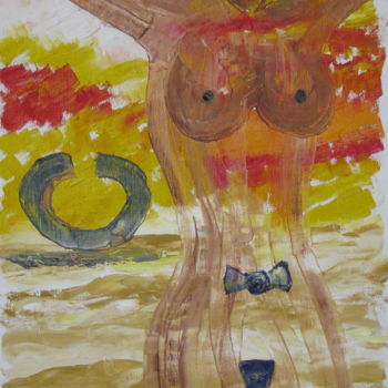 Schilderij getiteld "le-noeud-papillon-2…" door Bertrand Domin, Origineel Kunstwerk, Olie