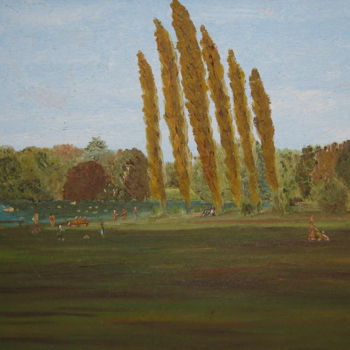 Peinture intitulée "avec-odette-parc-ro…" par Bertrand Domin, Œuvre d'art originale, Huile
