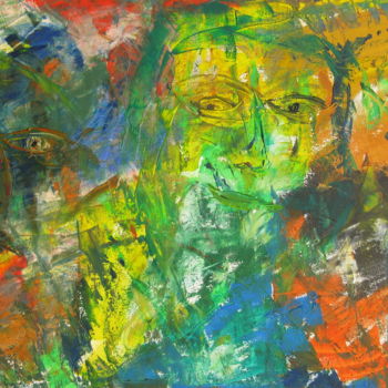 Painting titled "3-djiadistes-a-l-af…" by Bertrand Domin, Original Artwork, Oil