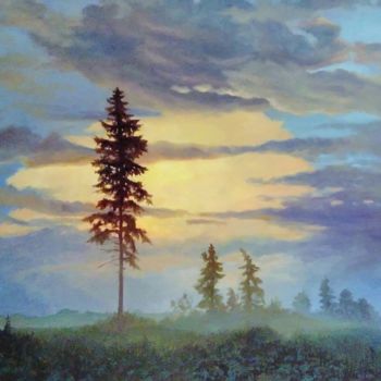 Картина под названием "Вечер на краю леса…" - Андрей Лукоянов, Подлинное произведение искусства, Масло