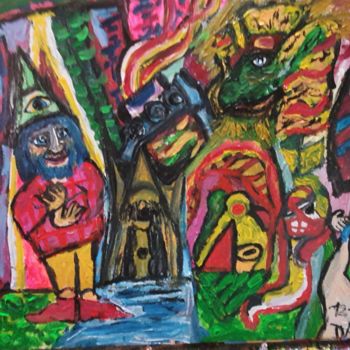 Pintura titulada "Teatrillo y realidad" por Dalca, Obra de arte original, Acrílico Montado en Bastidor de camilla de madera