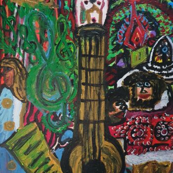 Painting titled "Enciende la música" by Dalca, Original Artwork, Acrylic Mounted on Wood Stretcher frame