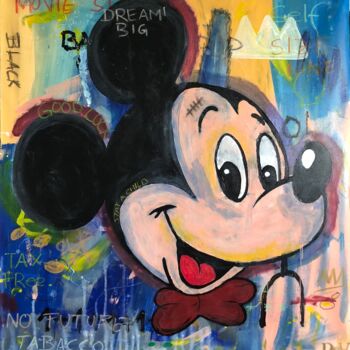 「Mickey vs. Basquiat」というタイトルの絵画 Dominik Brunner (Robert Winter)によって, オリジナルのアートワーク, アクリル