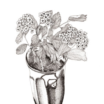 Dessin intitulée "Petit bouquet" par Dominika Lehocka, Œuvre d'art originale, Encre