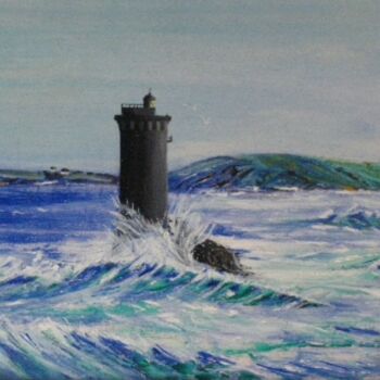 Painting titled "phare en bretagne" by Dominique Ansquer, Original Artwork