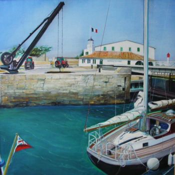 Ζωγραφική με τίτλο "bureau du port :St…" από Dominique Banquet, Αυθεντικά έργα τέχνης, Λάδι