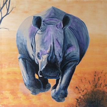 Картина под названием "rhino-noir.jpg" - Dominique Blondel, Подлинное произведение искусства, Акрил
