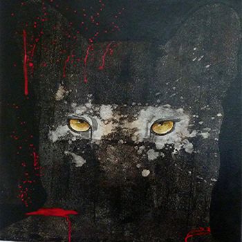 Картина под названием "la nuit du chasseur" - Dominique Blondel, Подлинное произведение искусства, Акрил