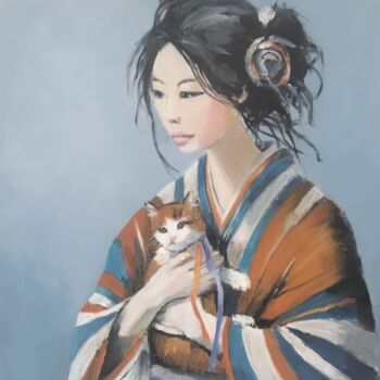 Pittura intitolato "Maneki neko" da Dominique Bonhommet, Opera d'arte originale, Acrilico