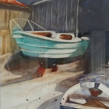 Painting titled "bateaux-en-cale" by Dominique Carrere, Original Artwork