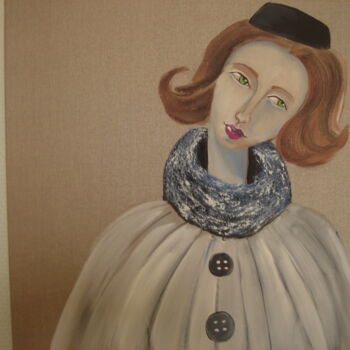 Malerei mit dem Titel "portrait femme 18" von Dominique Champoussin, Original-Kunstwerk