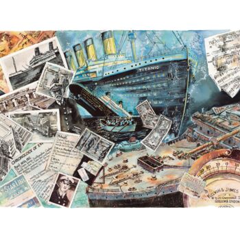 Printmaking titled "TITANIC" by Dominique Chapuis, Original Artwork, Watercolor