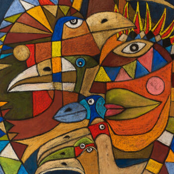Peinture intitulée "Piafs" par Dominique Charrière Dite Kandayin, Œuvre d'art originale, Pastel