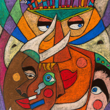 Pintura titulada "Carnaval à Rio" por Dominique Charrière Dite Kandayin, Obra de arte original, Pastel