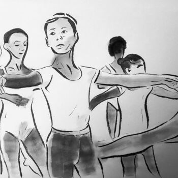 Рисунок под названием "Pas de danse" - Dominique Cointrel, Подлинное произведение искусства, Акварель