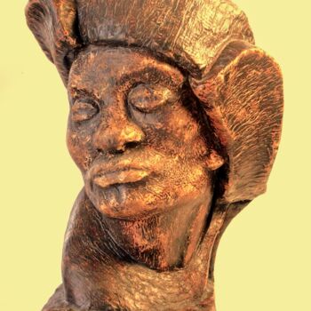 Sculpture titled "African King" by Dominique Coppens, Original Artwork, Plaster