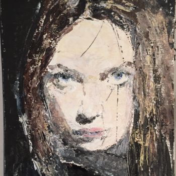 Malerei mit dem Titel "Portrait de Sarah" von Dominique Dève, Original-Kunstwerk, Acryl