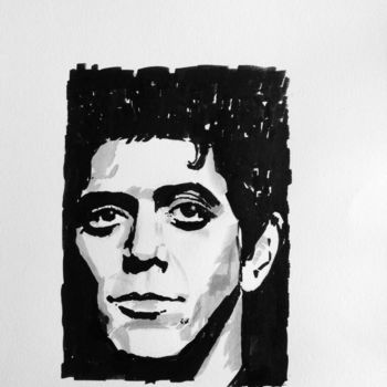 绘画 标题为“Portrait de Lou Reed” 由Dominique Dève, 原创艺术品, 墨