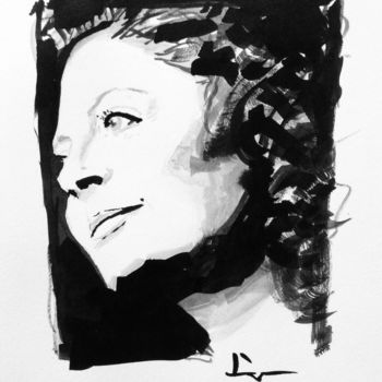 Peinture intitulée "Portrait of Susan S…" par Dominique Dève, Œuvre d'art originale, Encre