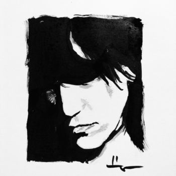 Painting titled "Portrait of Patti S…" by Dominique Dève, Original Artwork, Ink