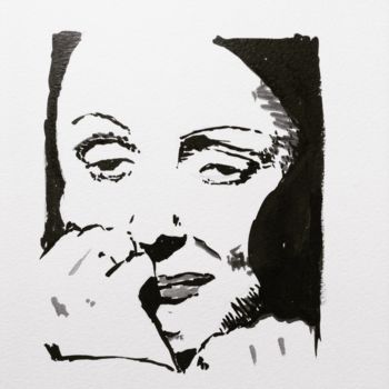 "Portrait of Edith" başlıklı Tablo Dominique Dève tarafından, Orijinal sanat, Mürekkep