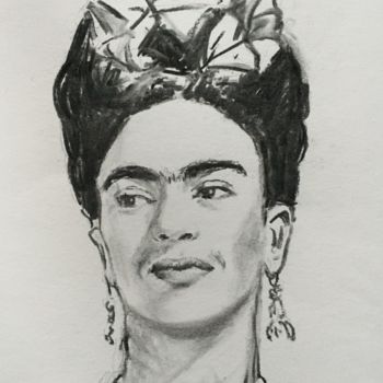 Dessin intitulée "Frida4" par Dominique Dève, Œuvre d'art originale, Fusain