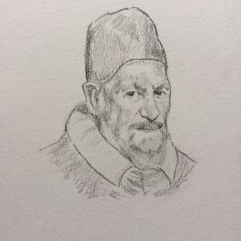 Drawing titled "Study from Velazquez" by Dominique Dève, Original Artwork, Pencil