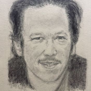 Drawing titled "Portrait de Réda Ka…" by Dominique Dève, Original Artwork, Pencil