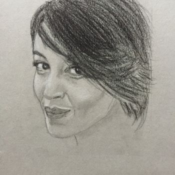 Drawing titled "Portrait de Leila B…" by Dominique Dève, Original Artwork, Pencil