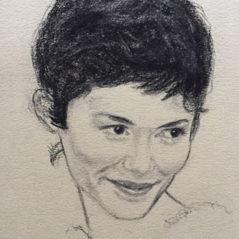 图画 标题为“Portrait d’Audrey T…” 由Dominique Dève, 原创艺术品, 铅笔
