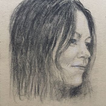 Drawing titled "Portrait de Karol R…" by Dominique Dève, Original Artwork, Pencil