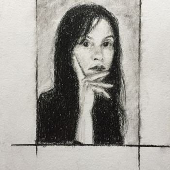 Drawing titled "Portrait of Isabell…" by Dominique Dève, Original Artwork, Charcoal